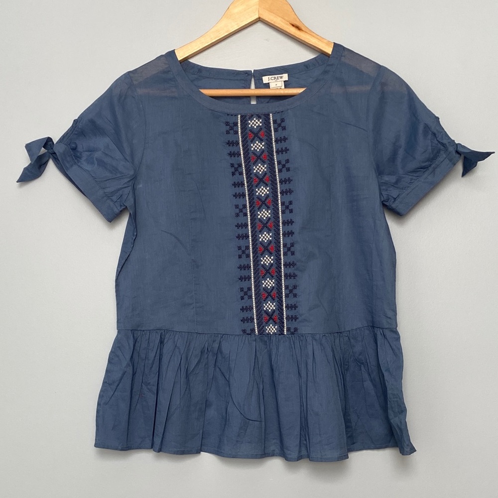 J crew denim embroidered top 2